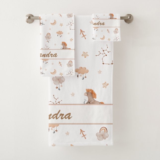 Sagittarius Kid | Cute & Cosy for Little Archers Bath Towel Set (Insitu)