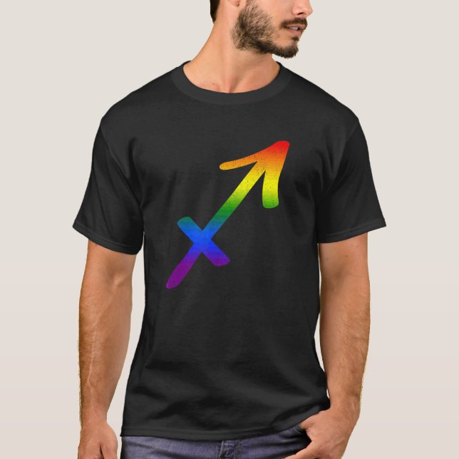 Sagittarius Lgbt Zodiac Sign Lgbt Rainbow Pride Ga T-Shirt (Front)