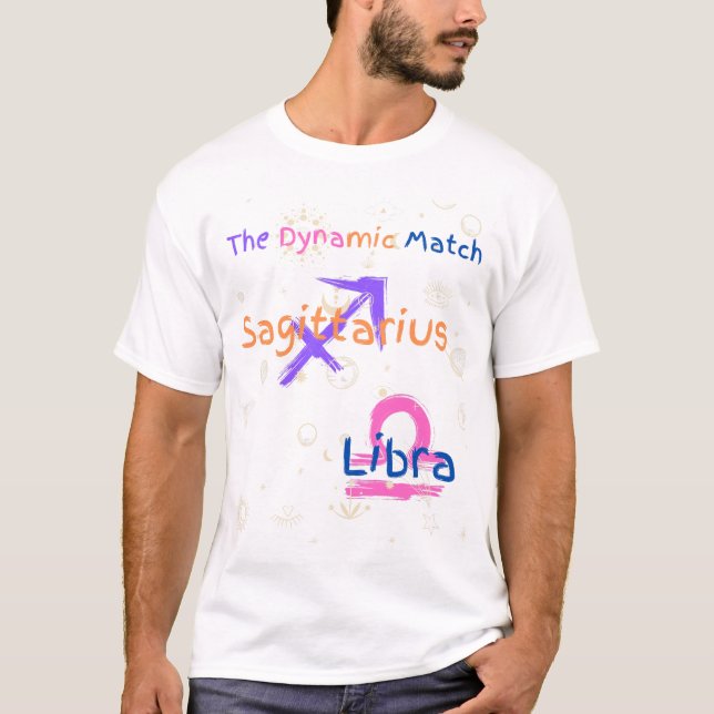 Sagittarius Libra Couple Zodiac T-Shirt (Front)