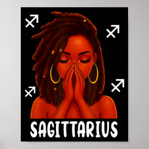 Sagittarius Loc'd Black Woman Pray Christian Zodia Poster