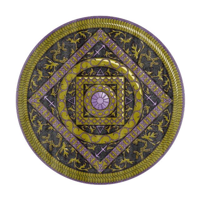 Sagittarius Mandala Glass Cutting Board (Front)