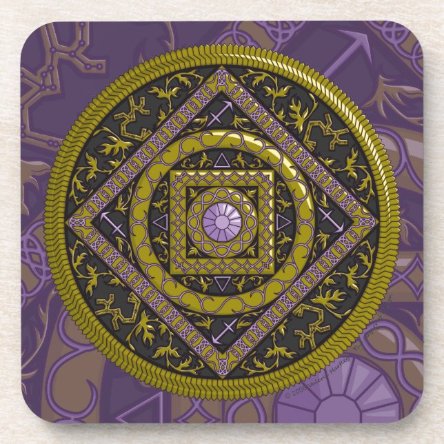 Sagittarius Mandala Square Coaster (Front)