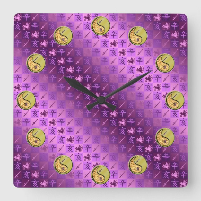 Sagittarius & Metal Boar Square Wall Clock (Front)