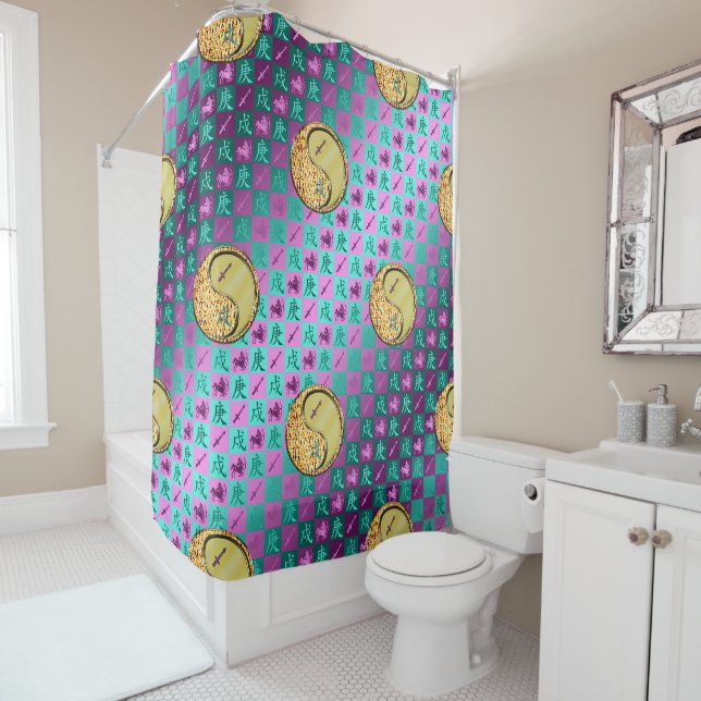 Sagittarius & Metal Dog Shower Curtain (In Situ)