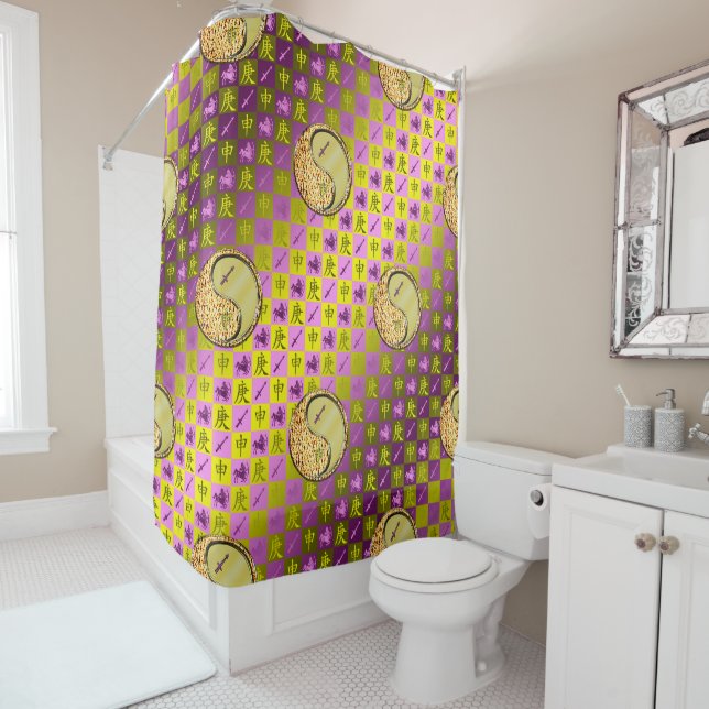 Sagittarius & Metal Monkey Shower Curtain (In Situ)