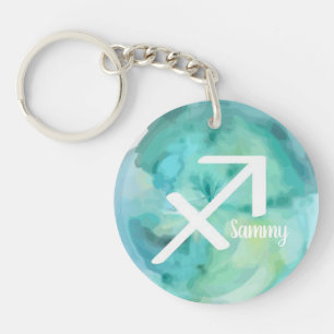 Sagittarius  Personalised Watercolor Zodiac Sign Key Ring
