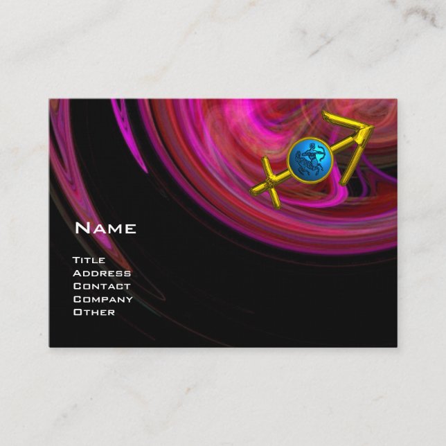 SAGITTARIUS - pink violet purple black red blue Business Card (Front)