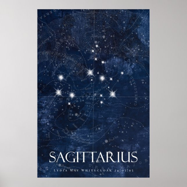 Sagittarius Poster with name, starsign zodiac (Front)