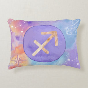 Sagittarius Purple Watercolour Astrology Zodiac Decorative Cushion