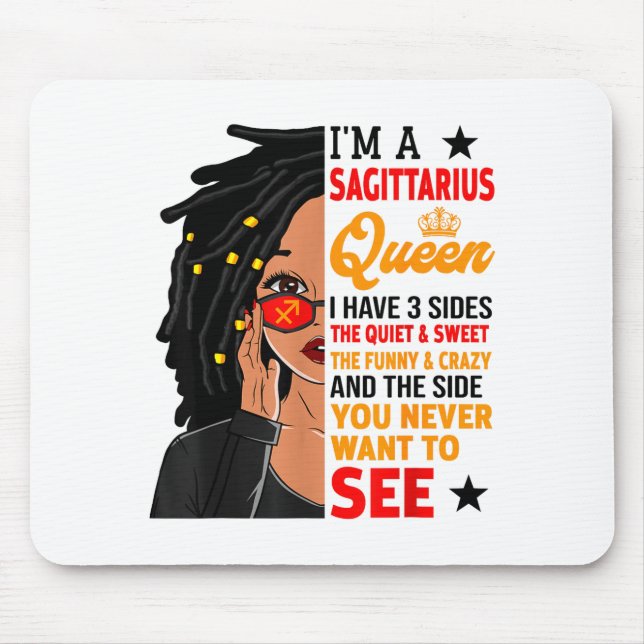 Sagittarius Queen African American Loc'd Woman Zod Mouse Mat (Front)