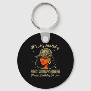 Sagittarius Queen Black Woman With Cap Camo Afro G Key Ring
