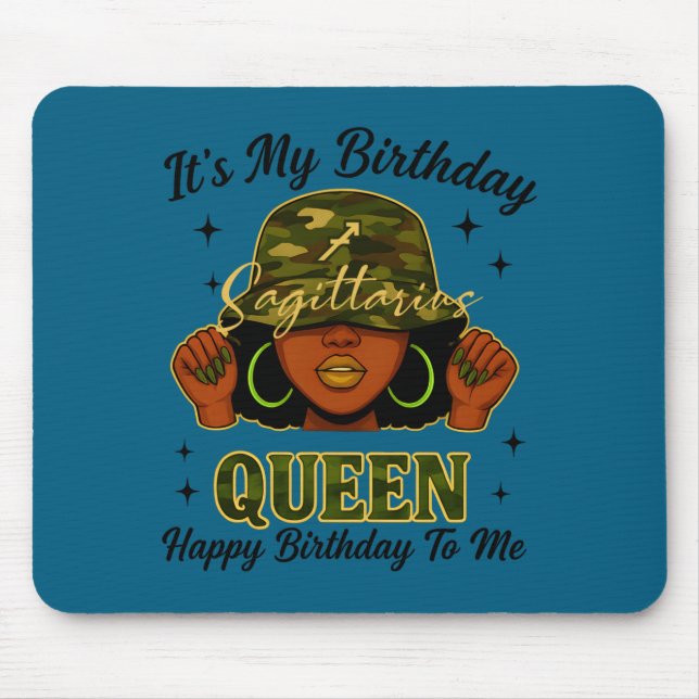 Sagittarius Queen Black Woman With Cap Camo It's M Mouse Mat (Front)
