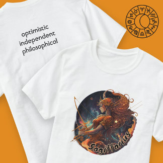 Sagittarius Rust Orange and Gold Watercolor Zodiac T-Shirt