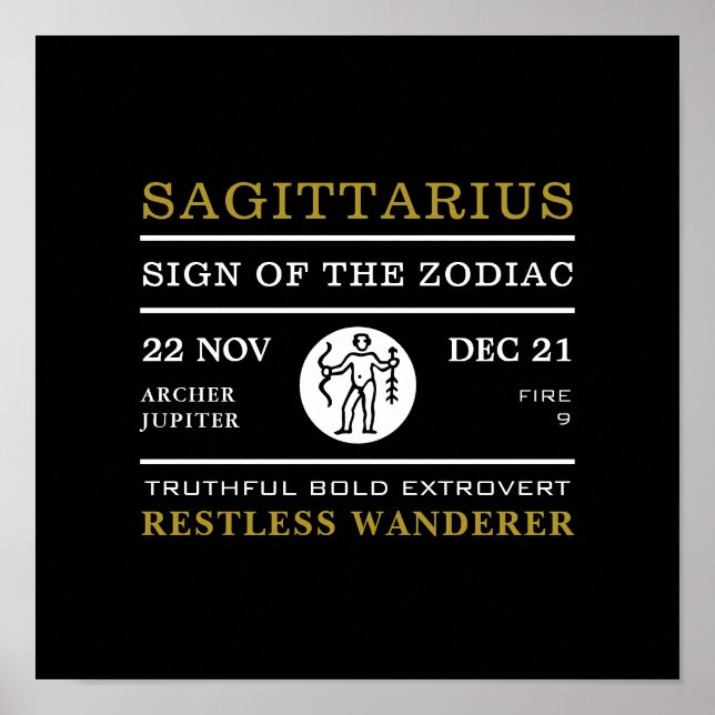 Sagittarius Sign of the Zodiac, Astrological (Front)