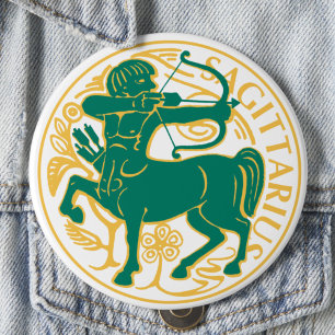 Sagittarius Sign of the Zodiac on a 10 Cm Round Badge