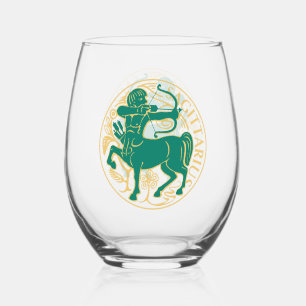 Sagittarius Sign of the Zodiac Stemless Wine Glass