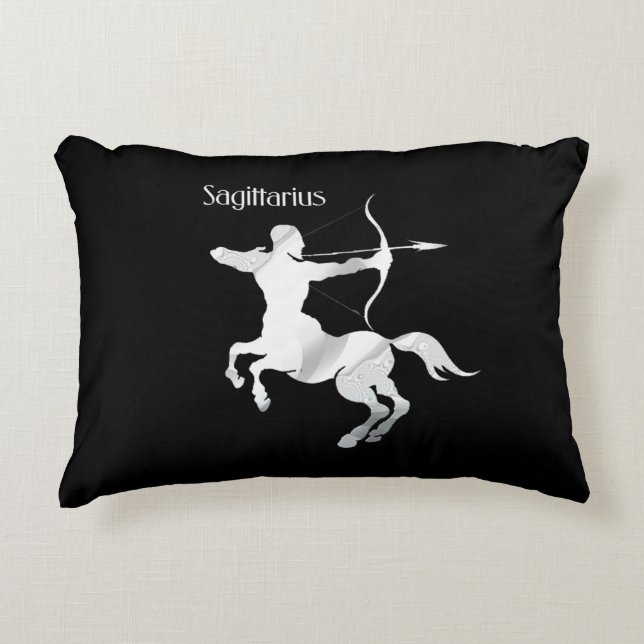 Sagittarius Silver Archer Zodiac Decorative Cushion (Front)