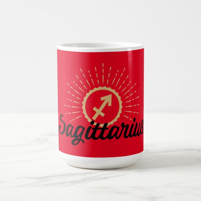 Sagittarius Starburst Symbol Red  Coffee Mug (Center)