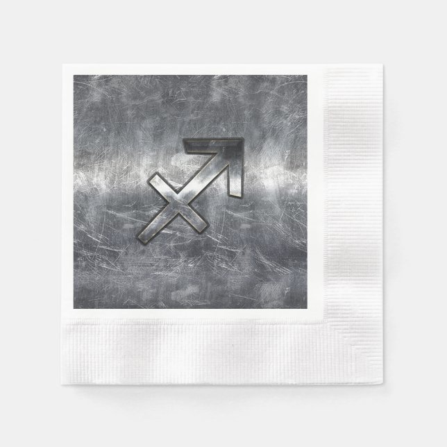 Sagittarius Symbol Grunge Distressed Steel Style Napkin (Front)