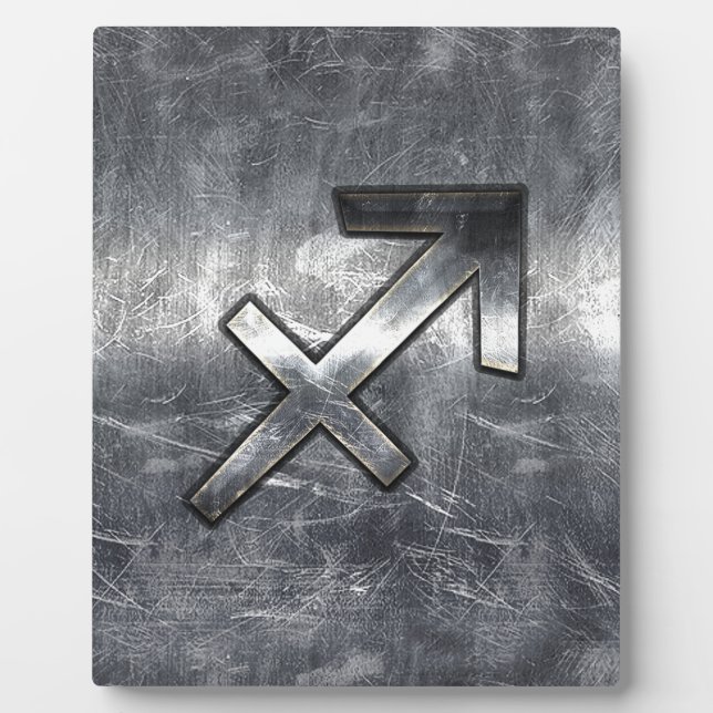 Sagittarius Symbol Grunge Distressed Steel Style Plaque (Front)