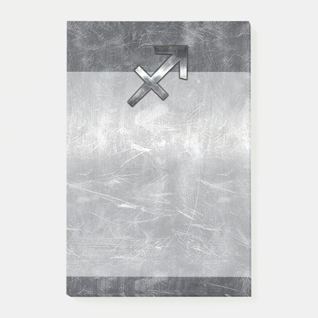 Sagittarius Symbol Grunge Distressed Steel Style Post-it Notes (Front)