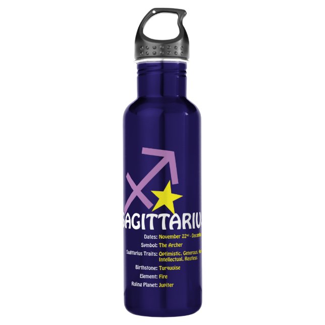 Sagittarius Traits Water Bottle (Front)