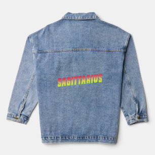 Sagittarius u2013 Red & Yellow Zodiac Sign Vintage Denim Jacket