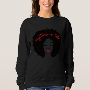 Sagittarius Vibes Afro Queen Red Lip Zodiac Astrol Sweatshirt