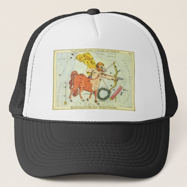 Sagittarius, Vintage Constellation Urania's Mirror Trucker Hat (Front)