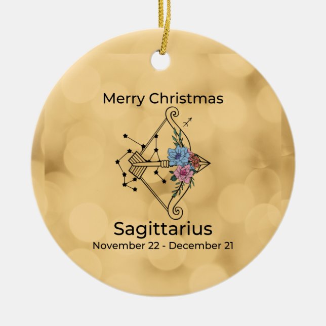 Sagittarius Vintage Inspired Christmas Ornament (Front)