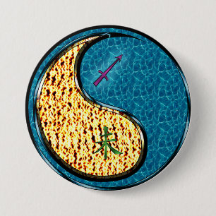 Sagittarius & Water Goat 7.5 Cm Round Badge