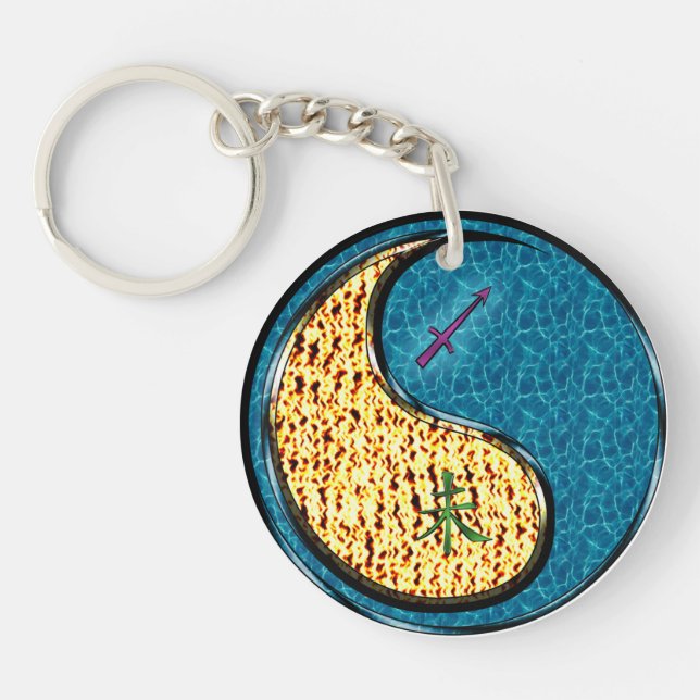 Sagittarius & Water Goat Key Ring (Front)