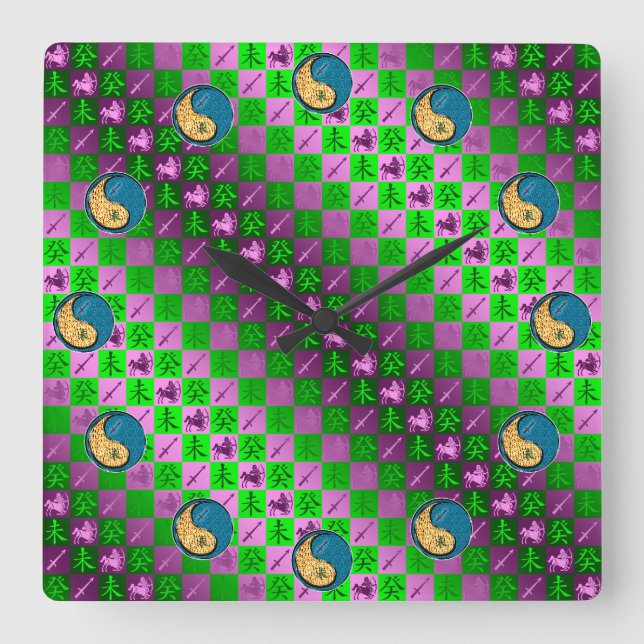 Sagittarius & Water Goat Square Wall Clock (Front)