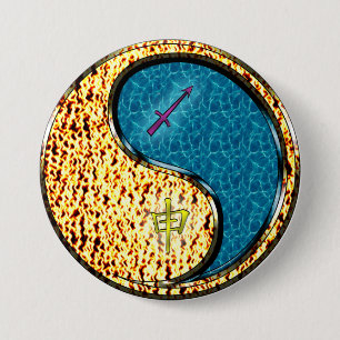 Sagittarius & Water Monkey 7.5 Cm Round Badge