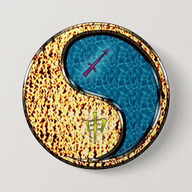 Sagittarius & Water Monkey 7.5 Cm Round Badge (Front)
