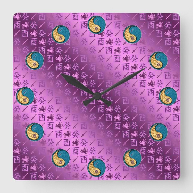 Sagittarius & Water Rooster Square Wall Clock (Front)