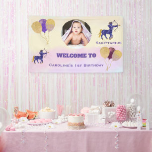 Sagittarius Watercolor 1st Birthday   Photo Sign