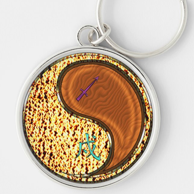 Sagittarius & Wood Dog Key Ring (Front)