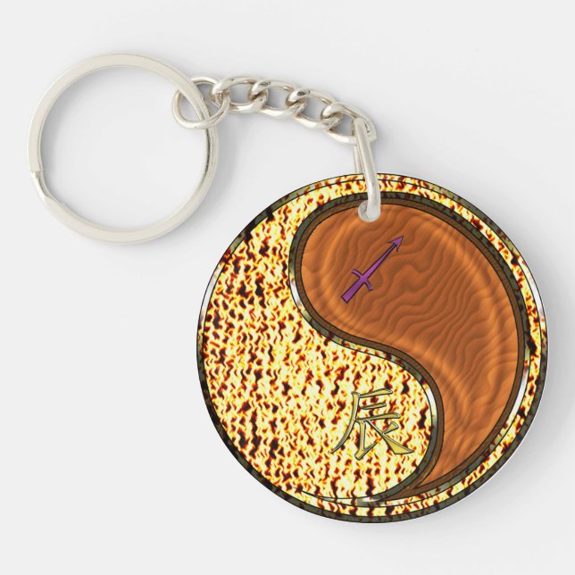 Sagittarius & Wood Dragon Key Ring (Front)