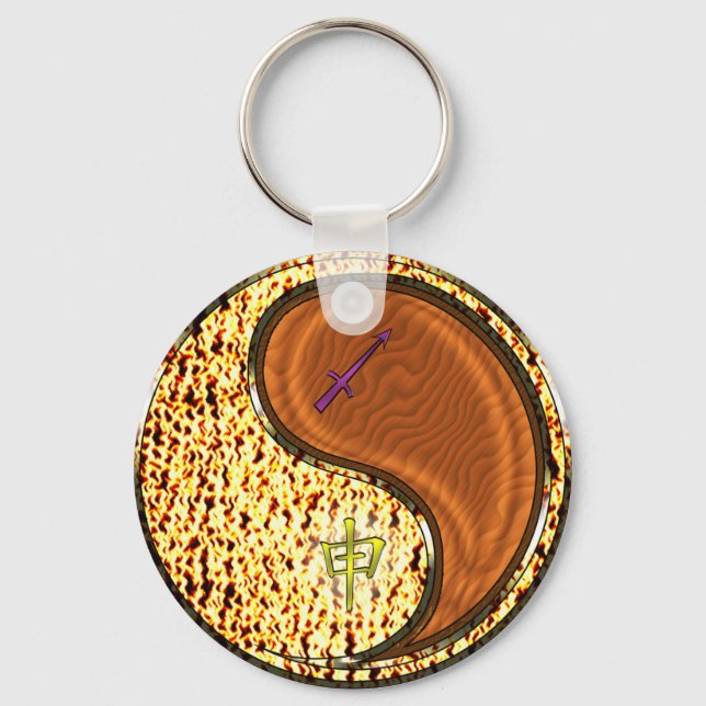 Sagittarius & Wood Monkey Key Ring (Front)