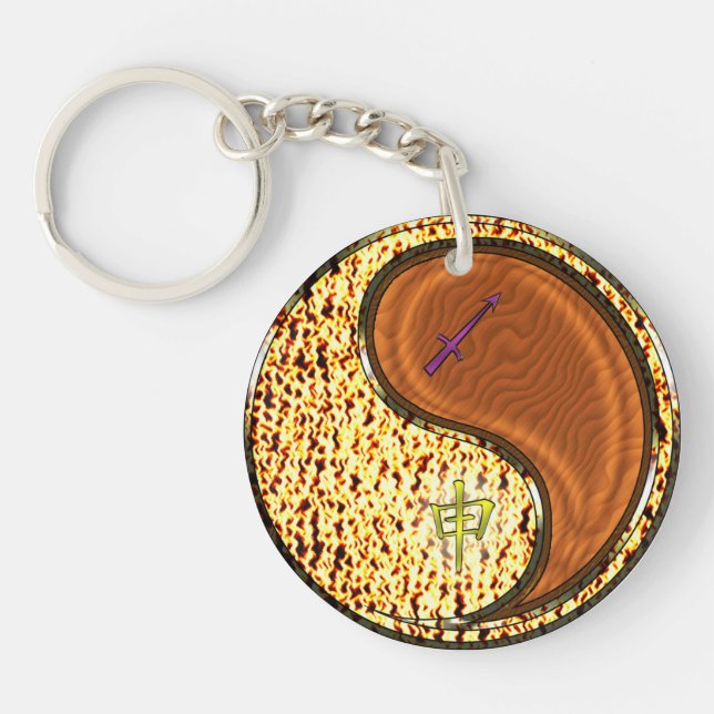 Sagittarius & Wood Monkey Key Ring (Front)