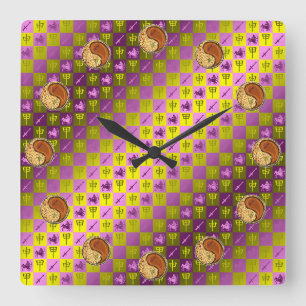 Sagittarius & Wood Monkey Square Wall Clock