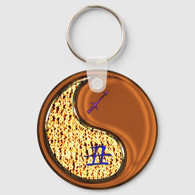 Sagittarius & Wood Ox Key Ring (Front)