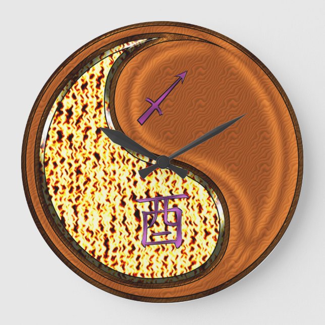 Sagittarius & Wood Rooster Large Clock (Front)