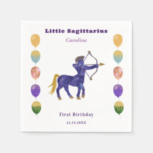 Sagittarius Zodiac 1st Birthday Balloons Artistic Napkin
