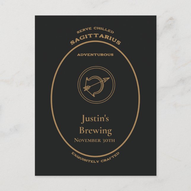Sagittarius Zodiac Apothecary Label Personalised Postcard (Front)
