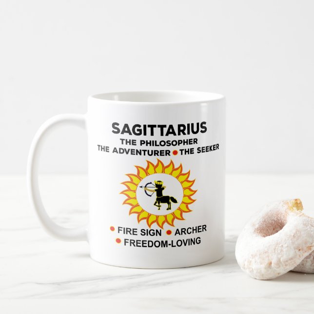 Sagittarius Zodiac Archer Astrological Coffee Mug (With Donut)