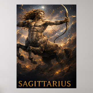 Sagittarius Zodiac Archer Celestial Astrology Symb Poster