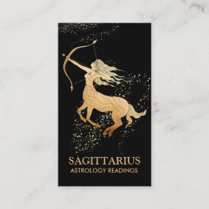 *~* SAGITTARIUS Zodiac Astrology Readings Black Business Card
