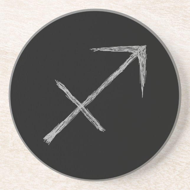 Sagittarius. Zodiac Astrology Sign. Black. Coaster (Front)